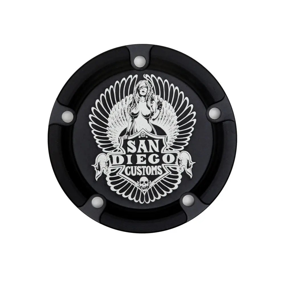 San Diego Customs Timing Cover "Easy", Black - Twin Cam Timing Cover San Diego Customs