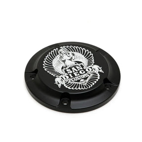 San Diego Customs Timing Cover "Easy", Black - Twin Cam Timing Cover San Diego Customs