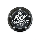San Diego Customs Timing Cover "GFY", Black - Twin Cam Timing Cover San Diego Customs