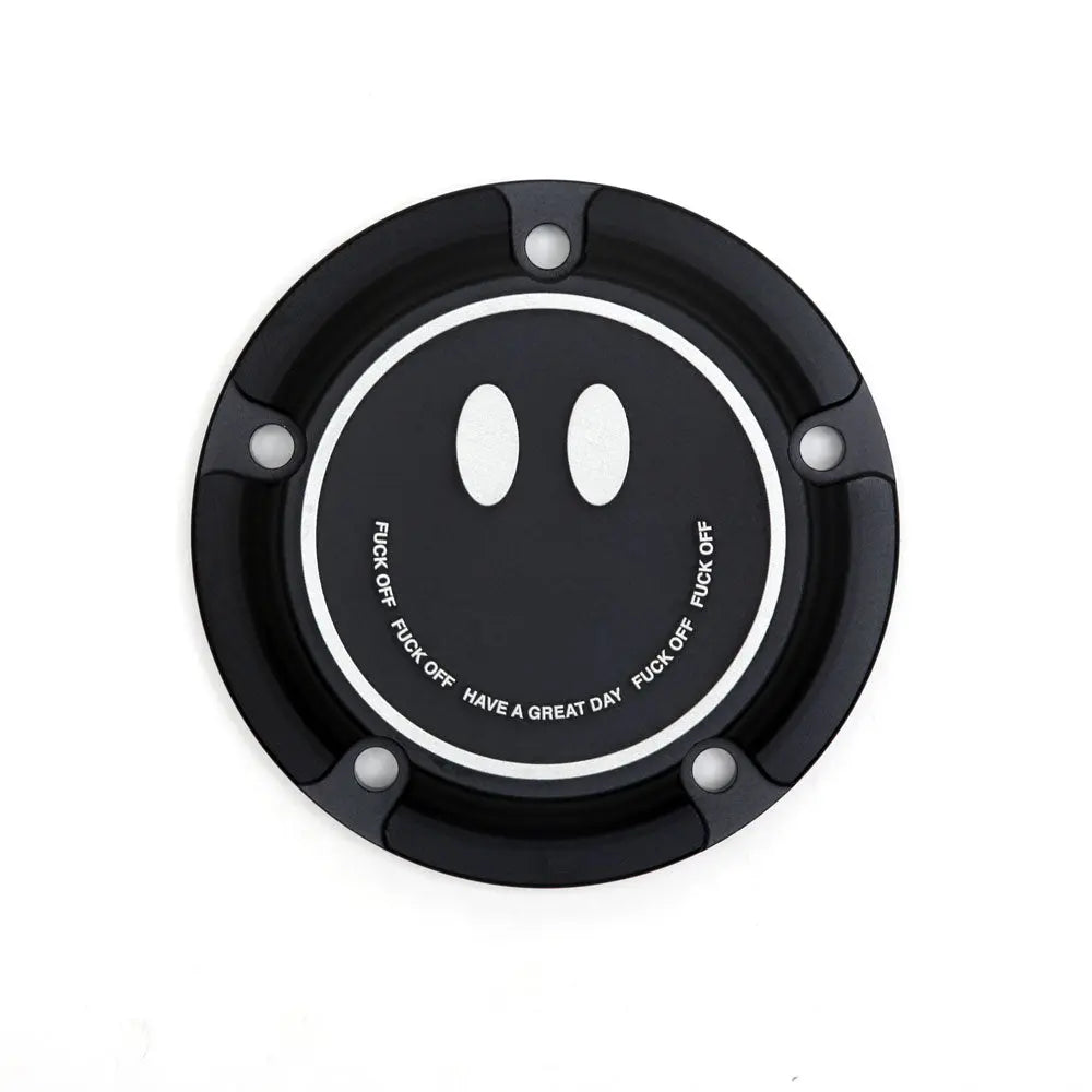 San Diego Customs Timing Cover "Happy", Black - Twin Cam Timing Cover San Diego Customs