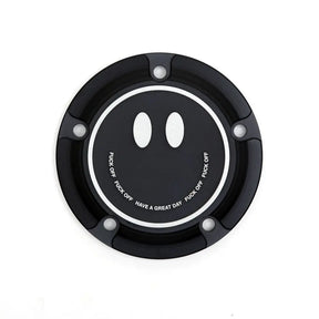 San Diego Customs Timing Cover "Happy", Black - Twin Cam Timing Cover San Diego Customs