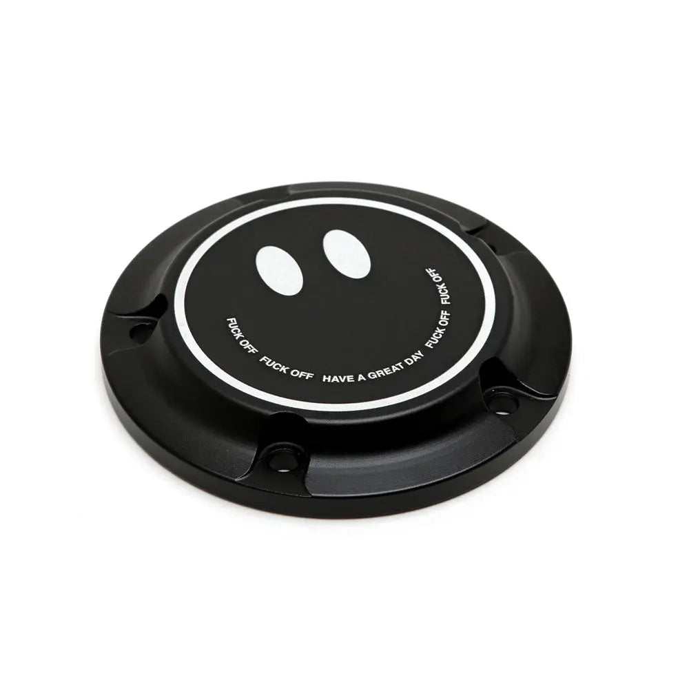 San Diego Customs Timing Cover "Happy", Black - Twin Cam Timing Cover San Diego Customs
