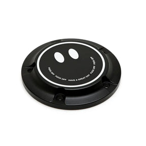 San Diego Customs Timing Cover "Happy", Black - Twin Cam Timing Cover San Diego Customs