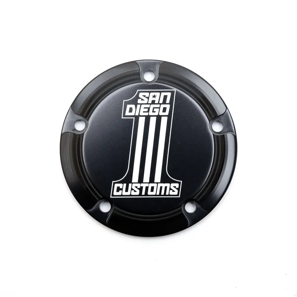 San Diego Customs Timing Cover "Number One", Black - Twin Cam Timing Cover San Diego Customs