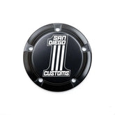 San Diego Customs Timing Cover "Number One", Black - Twin Cam Timing Cover San Diego Customs