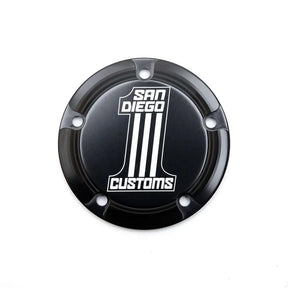 San Diego Customs Timing Cover "Number One", Black - Twin Cam Timing Cover San Diego Customs