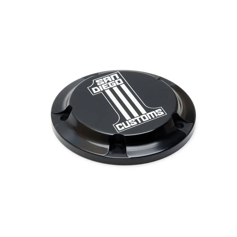 San Diego Customs Timing Cover "Number One", Black - Twin Cam Timing Cover San Diego Customs