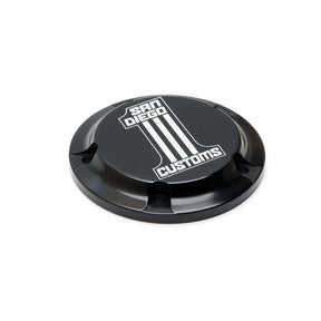 San Diego Customs Timing Cover "Number One", Black - Twin Cam Timing Cover San Diego Customs