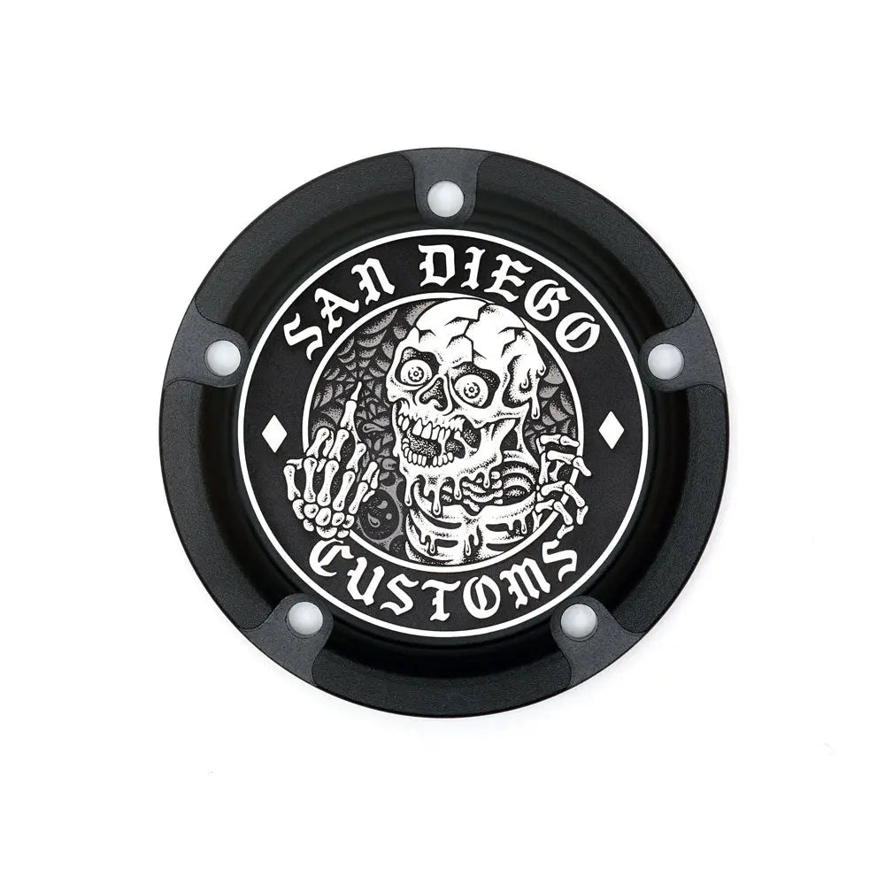 San Diego Customs Timing Cover "Skipper", Black - Twin Cam Timing Cover San Diego Customs