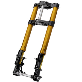 KR8 Inverted Front End Kit, Black Components & Gold Forks - 14+ Touring (30mm Stem) Inverted Front End Kraus Motor Co.