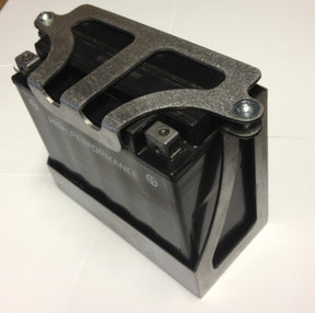 Bung King Universal Bolt-In Battery Box for YTX20 & YTX20L Batteries, Raw Mild Steel Battery Tray & Box Bung King