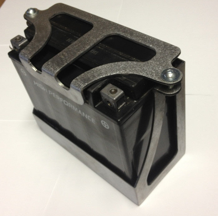 Bung King Universal Bolt-In Battery Box for YTX20 & YTX20L Batteries, Raw Mild Steel Battery Tray & Box Bung King