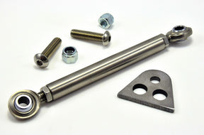 Bung King Adjustable Brake Stay Kit with Weld-On Tab, 7"-8" Eye-to-Eye, Brushed Stainless Steel Brake Rod, Anchor & Linkage Bung King