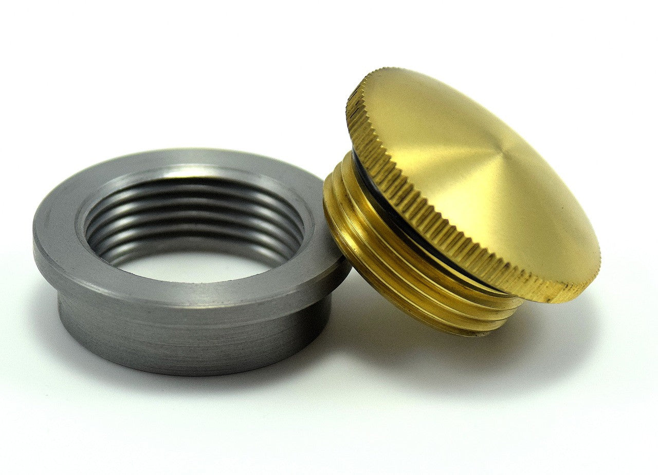 Bung King Brass Filler Cap and Weld-In Bung, Non-Vented, 1.250"-12 Thread Oil Tank Plug & Cap Bung King