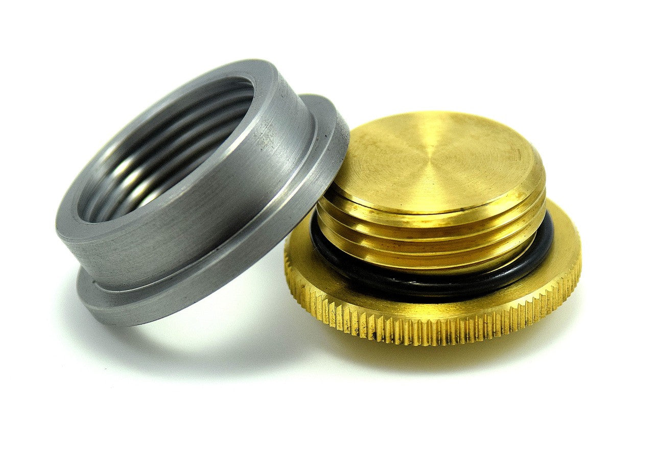 Bung King Brass Filler Cap and Weld-In Bung, Non-Vented, 1.250"-12 Thread Oil Tank Plug & Cap Bung King