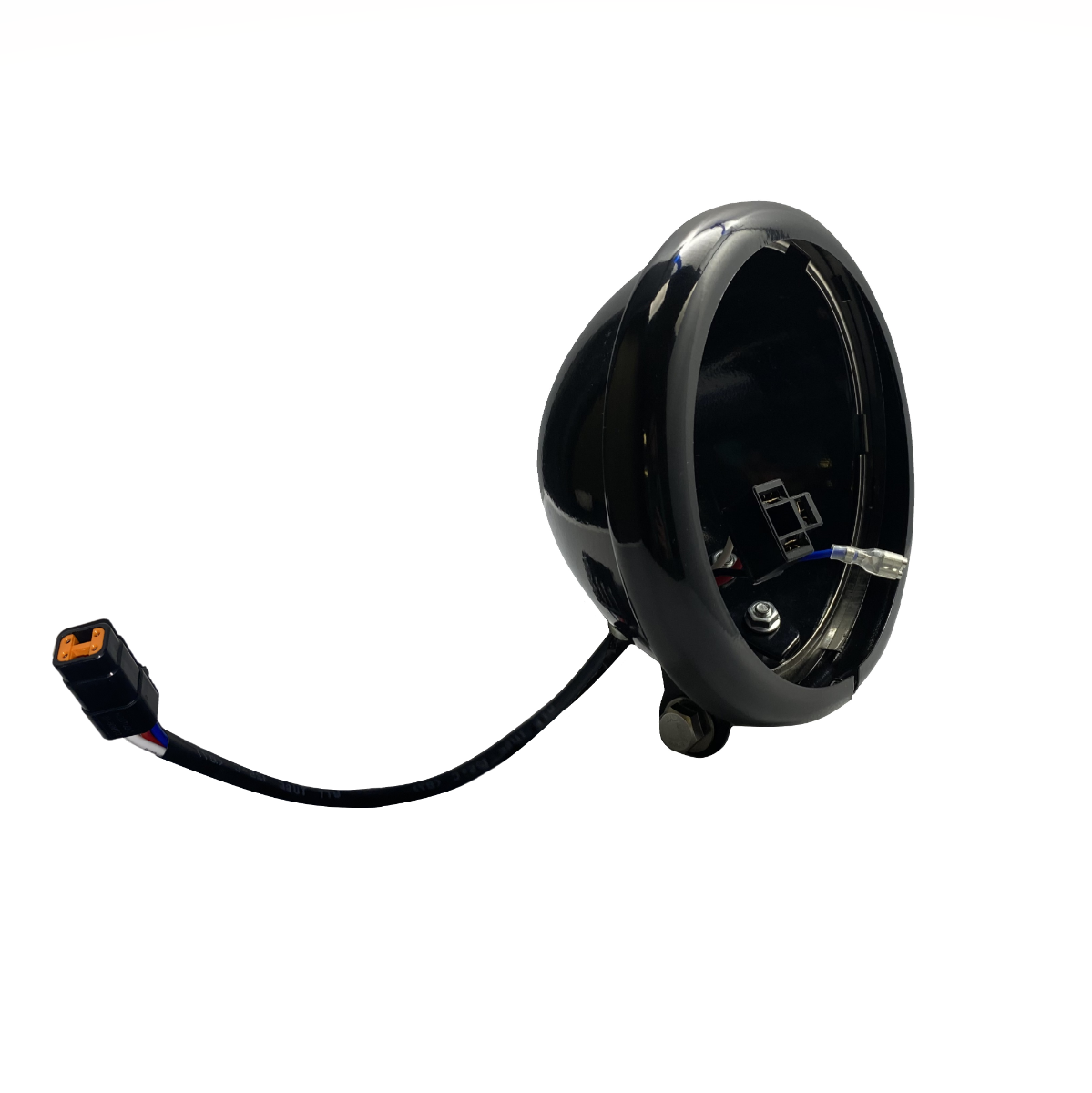 5.75" Headlght Bucket With Wire Adapter, Gloss Black - 18+ Softail Headlight Custom Dynamics