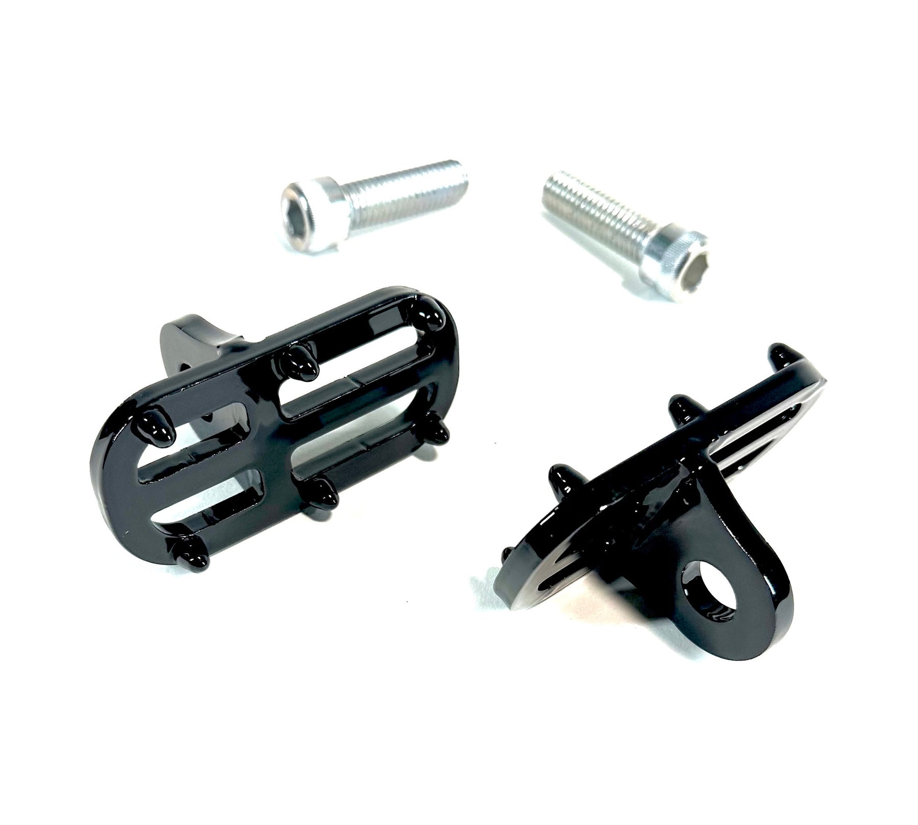 Crash Pad Highway Peg Footrest, Gloss Black - Bung King & 1-1/2" Crash Bars Highway Peg & Mount Bung King