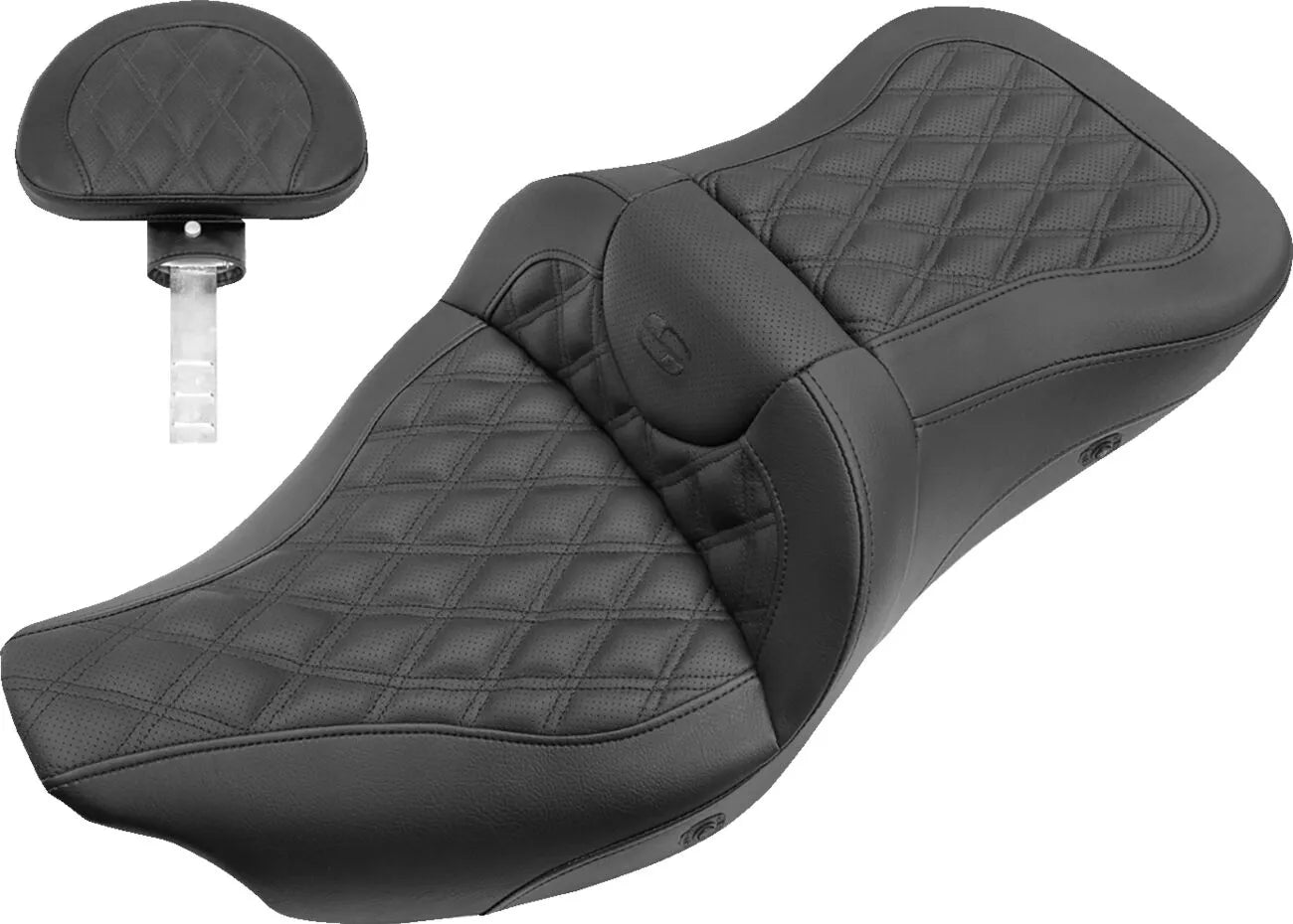 Heated Roadsofa LS With Driver's Backrest Seat - 99-07 FLHR & 06-07 FLHX (Except FLHRS) Seat Saddlemen