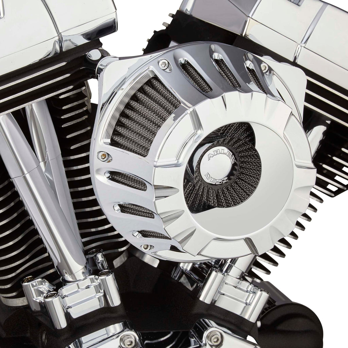 Deep Cut® Inverted Series Air Cleaner, Chrome - 24+ Touring Air Cleaner Arlen Ness