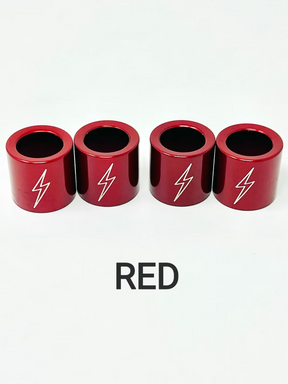 Lightning Bolt Pushrod Spring Covers, Red Anodized Pushrod Covers Death Metal Racing