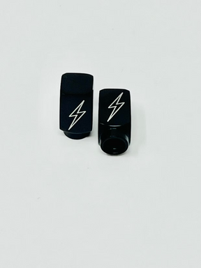 Short DMR Lightning Bolt Valve Stem Caps, Black Valve Stem Caps Death Metal Racing