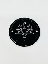 2 Holes Ignition Cover 666 Pentagram, Black - Milwaukee Timing Cover Death Metal Racing