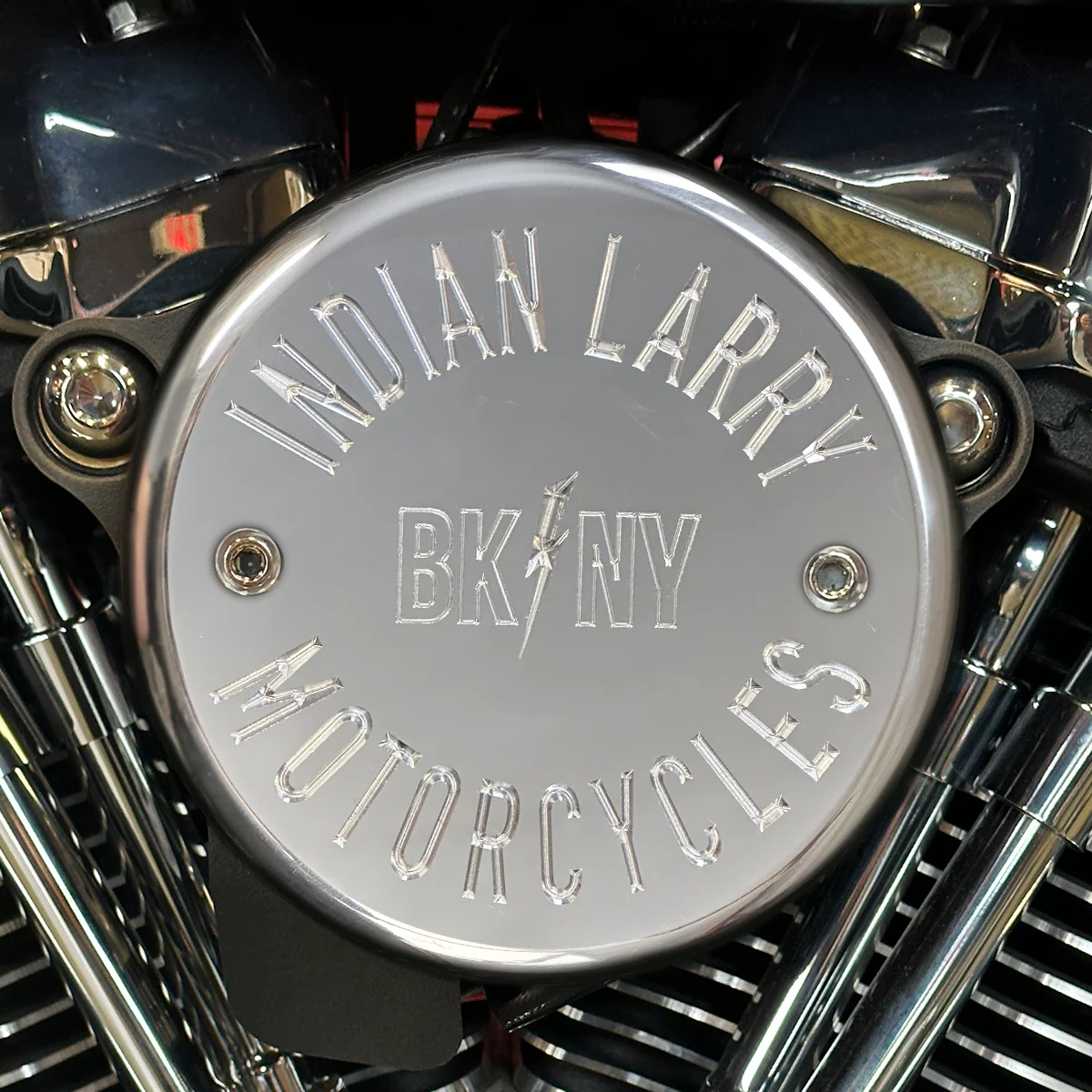 BK/NY Air Cleaner Cover, Polished - S&S Stealth air cleaner kit Air Cleaner Cover Indian Larry Motorcycles