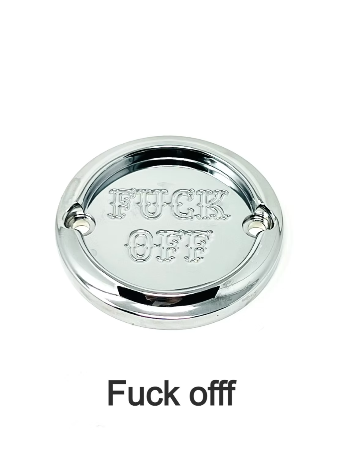 2 Holes Ignition Cover Fuck Off, Chrome - Milwaukee 8 Timing Cover Death Metal Racing