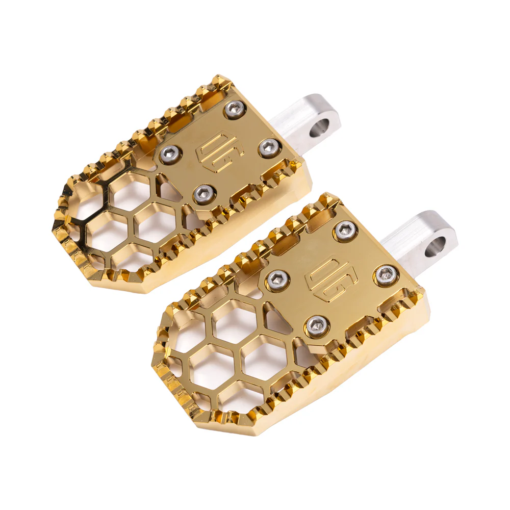 OG HoneyComp V3 Foot Pegs - Indians Foot Pegs Original Garage Moto Gold Plating Scout/Chief Front