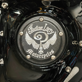 Indian Larry Logo 5 Hole Point Cover, Matte Black & Aluminum - Twin Cam & Milwaukee 8 Timing Cover Indian Larry Motorcycles
