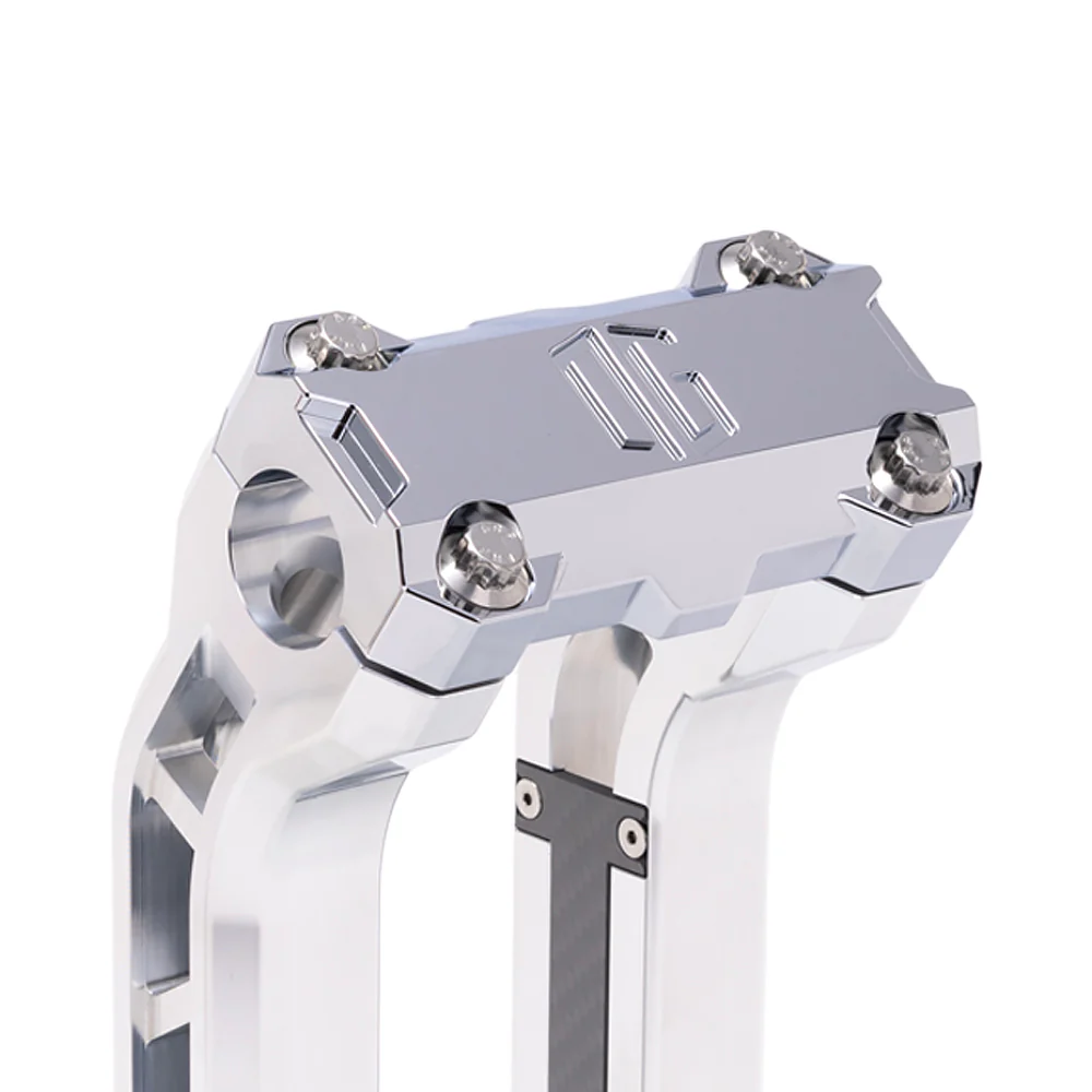 Og Performance 10.5" Pull Back Risers Original Garage Moto OG Performance Top Clamp Aluminium Finish Chrome