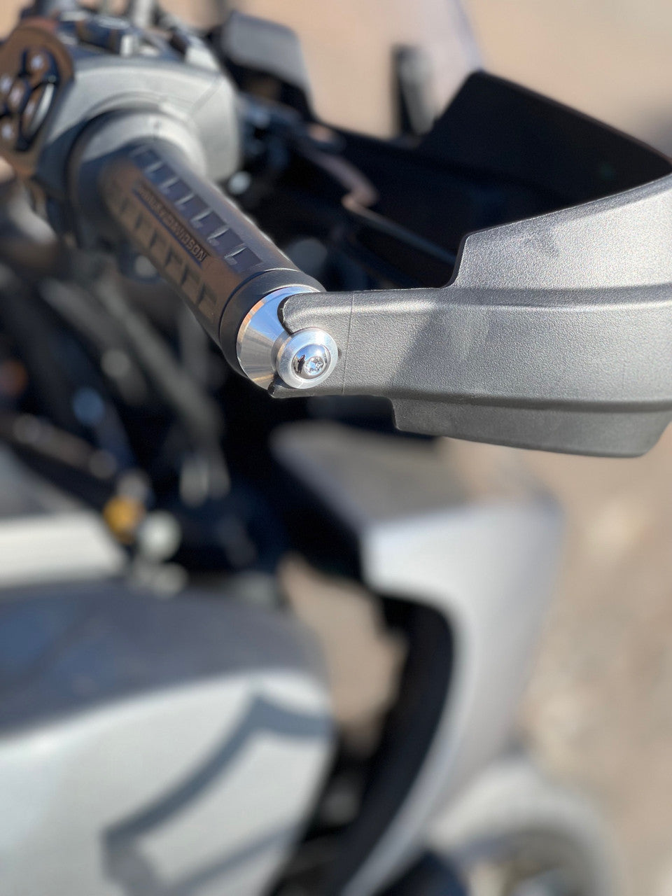 Handlebar End Adapter For OEM Handguard, Black Anodized Aluminum - Pan America Handguard Bung King