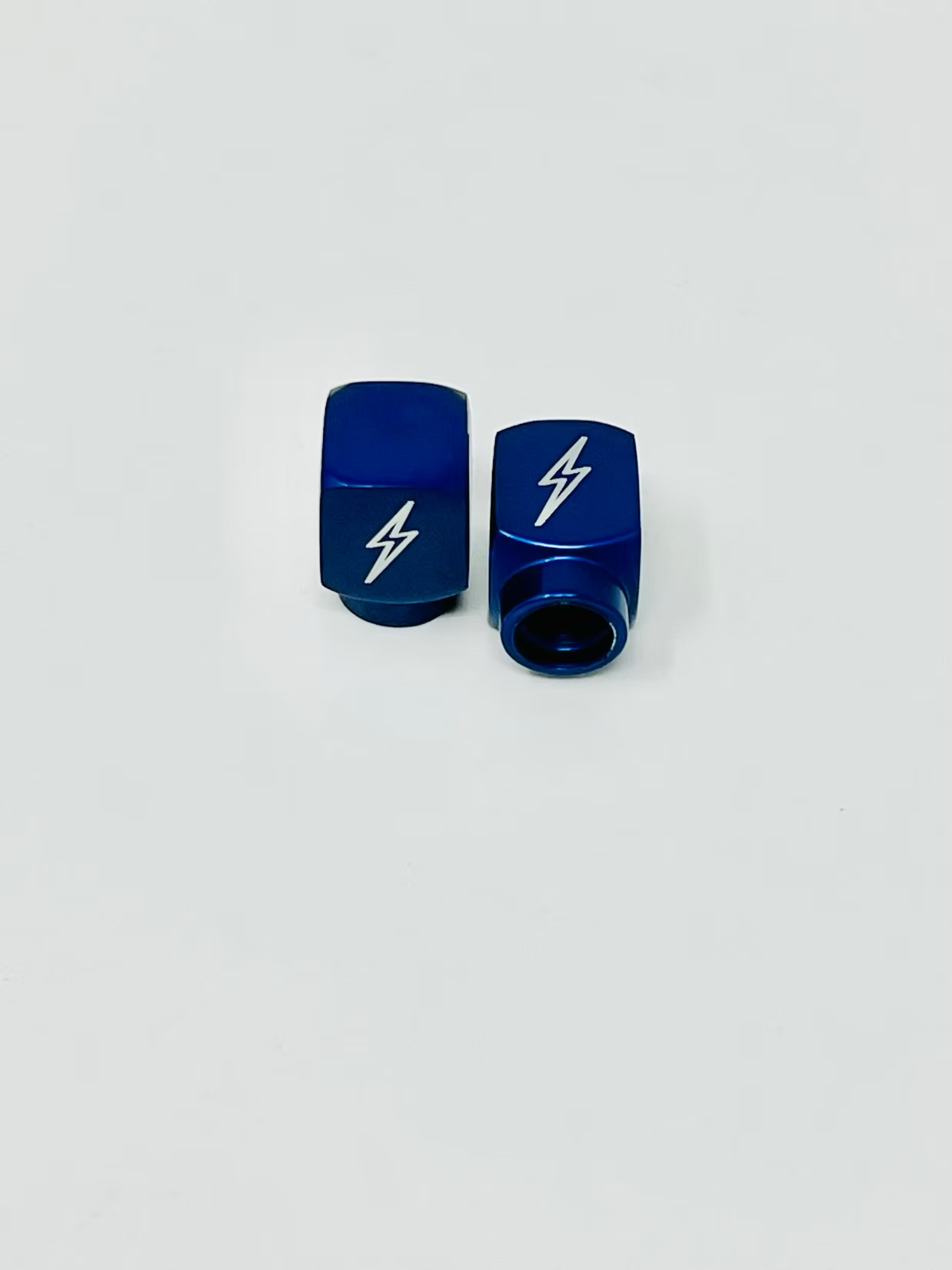 Long DMR Lightning Bolt Valve Stem Caps, Blue Valve Stem Caps Death Metal Racing