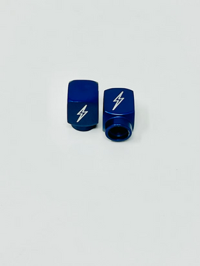 Long DMR Lightning Bolt Valve Stem Caps, Blue Valve Stem Caps Death Metal Racing