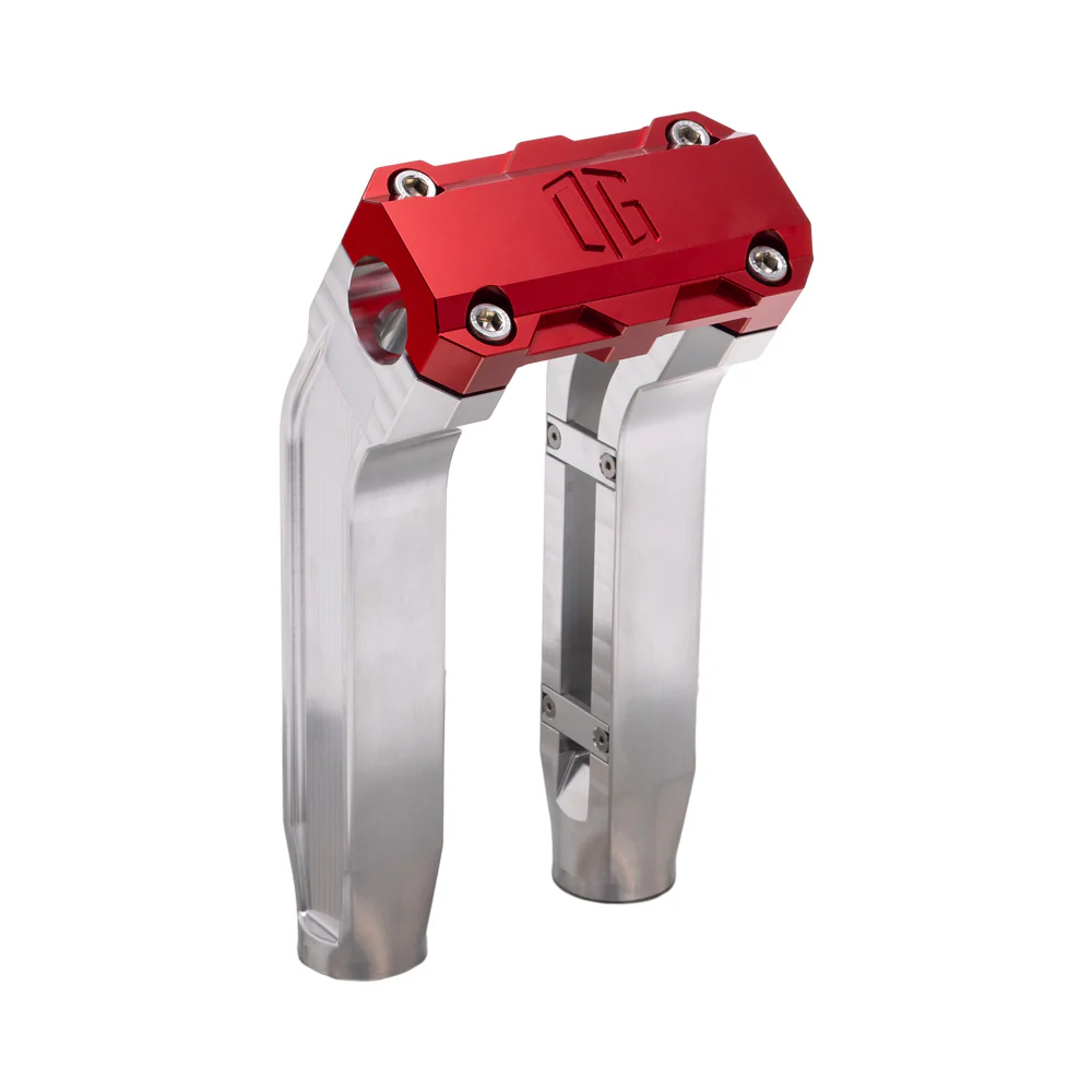 OG 8.5" Pull Back Risers Risers Original Garage Moto Standard OG Top Clamp Aluminium Finish Red