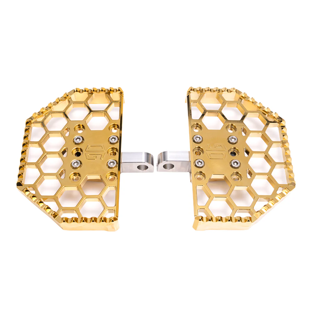 OG HoneyComp V3 Mini Floorboards - Indian Floorboards Original Garage Moto Gold Plating Scout/Chief Front