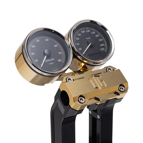 OG Dual Billet Gauge Pods Gauge Mount Original Garage Moto Gold Plating Rear mount