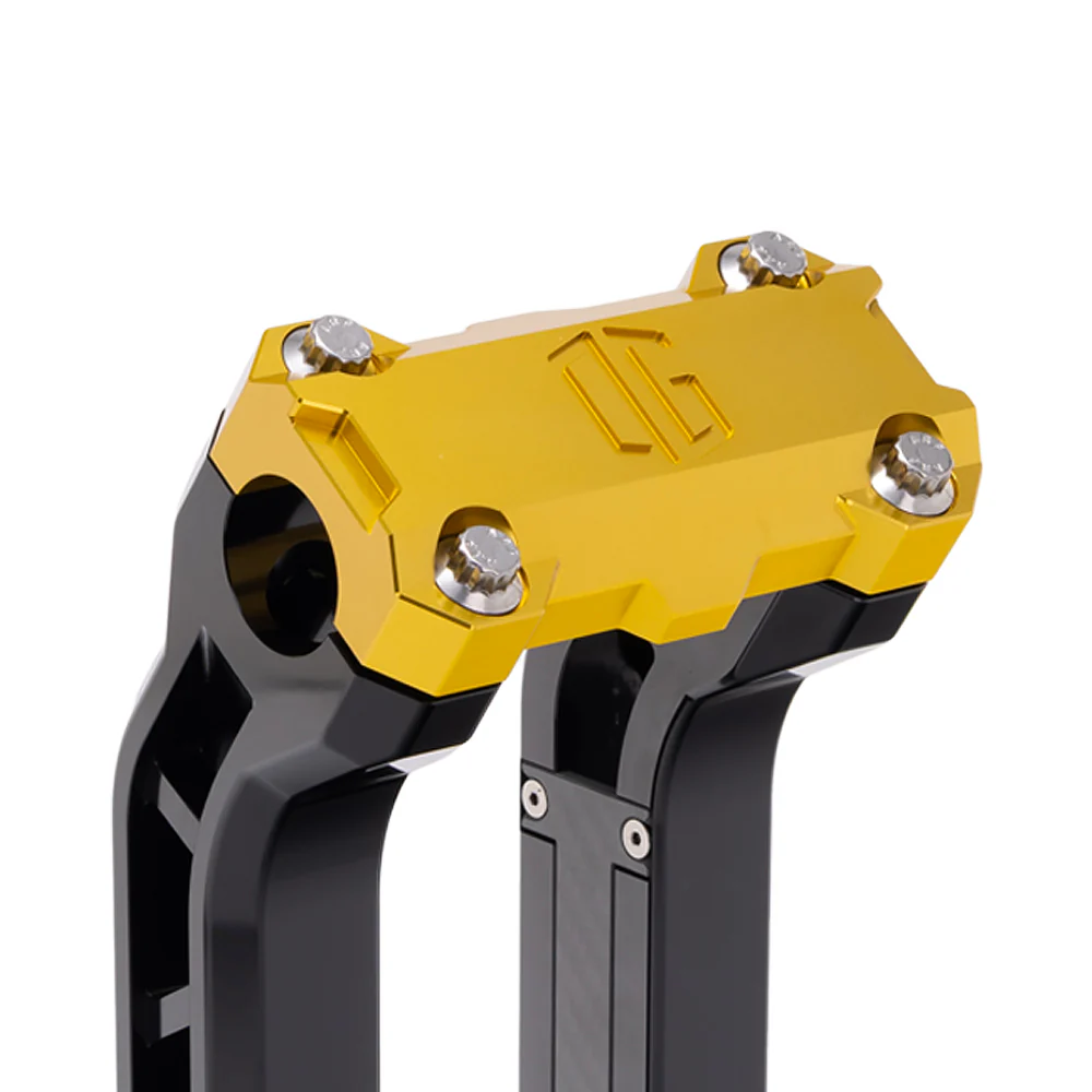 Og Performance 10.5" Pull Back Risers Original Garage Moto OG Performance Top Clamp Black Gold