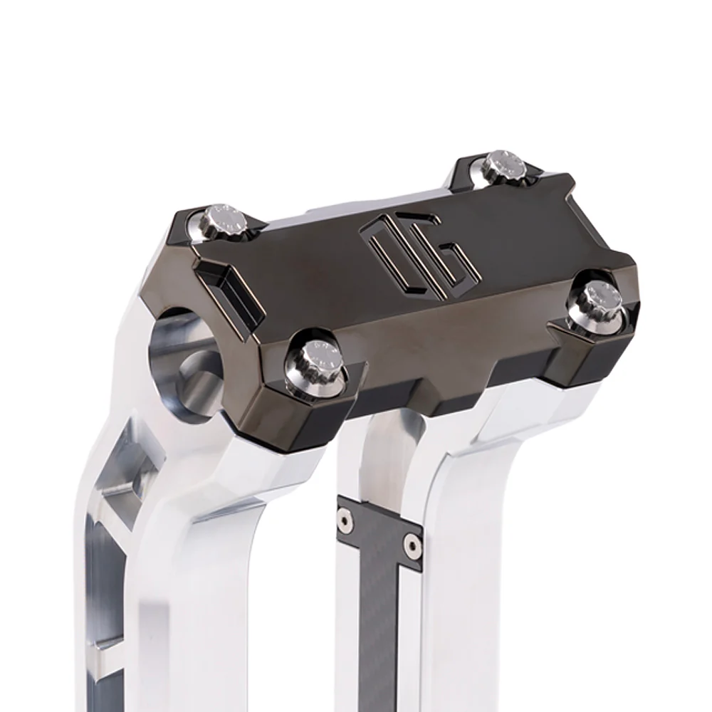 Og Performance 10.5" Pull Back Risers Original Garage Moto OG Performance Top Clamp Aluminium Finish Black Chrome
