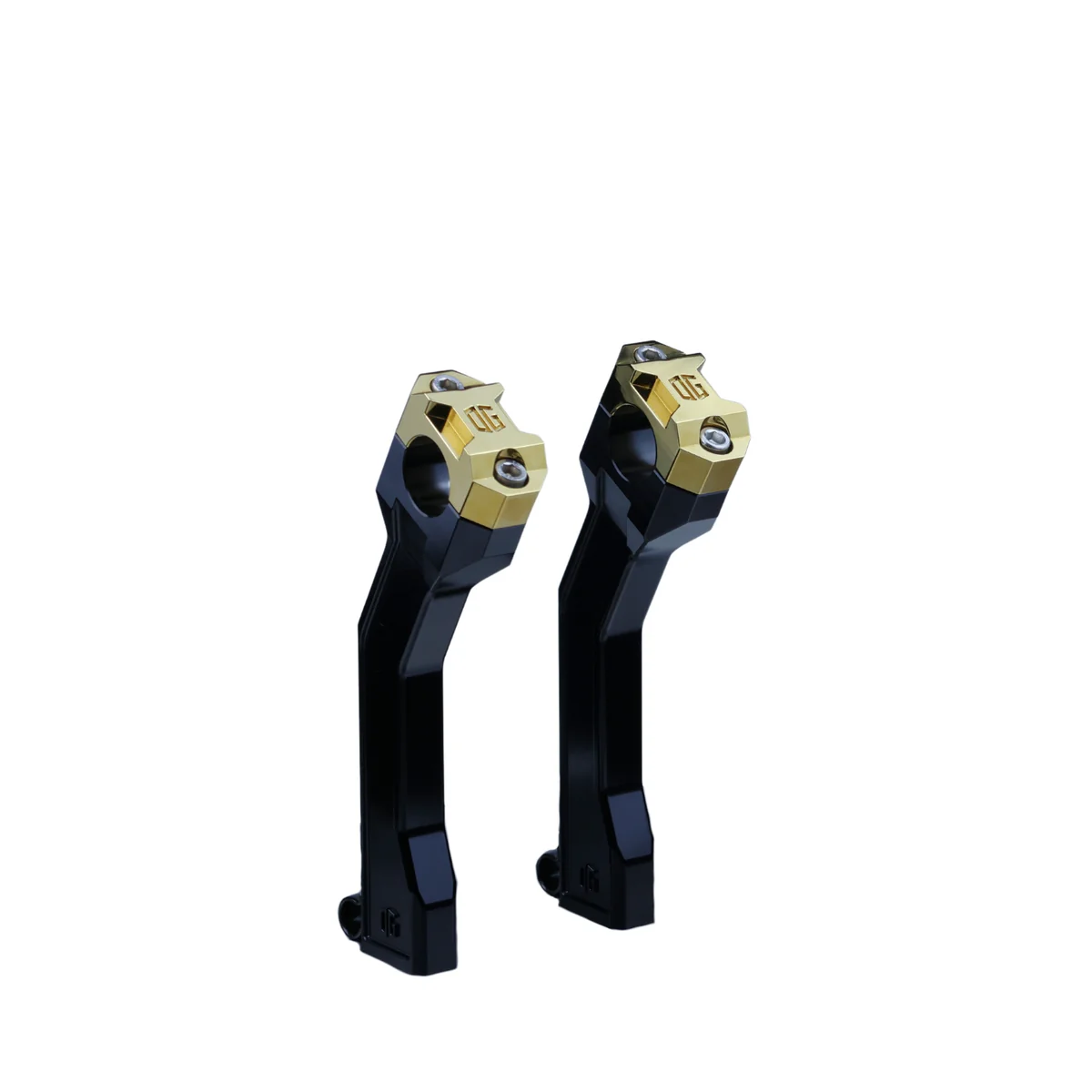 OG 7.5" Pull Back Risers - Pan America Risers Original Garage Moto Black Gold Plating