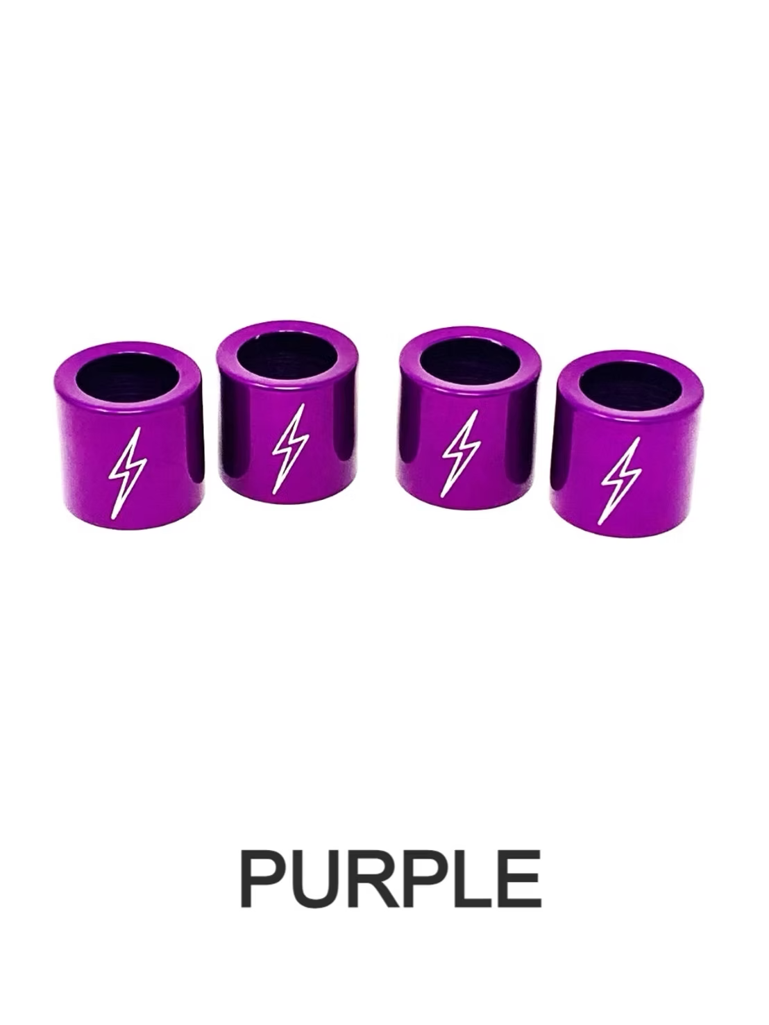 Lightning Bolt Pushrod Spring Covers, Purple Anodized Pushrod Covers Death Metal Racing