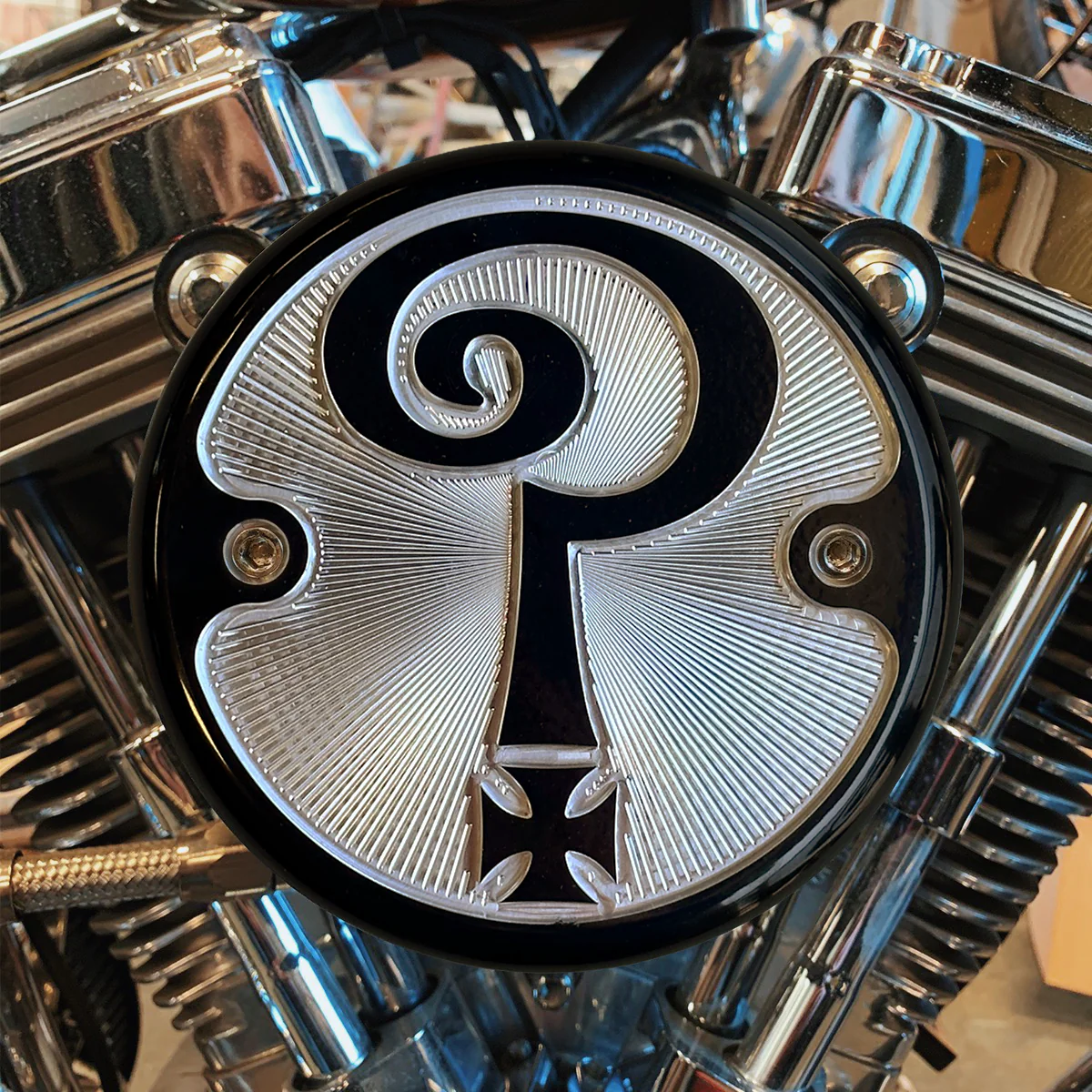 BK/NY Air Cleaner Cover, Gloss Black & Aluminum - S&S Stealth air cleaner kit Air Cleaner Cover Indian Larry Motorcycles