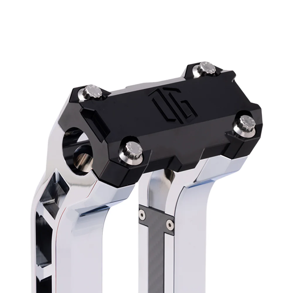 Og Performance 10.5" Pull Back Risers Original Garage Moto OG Performance Top Clamp Chrome Black