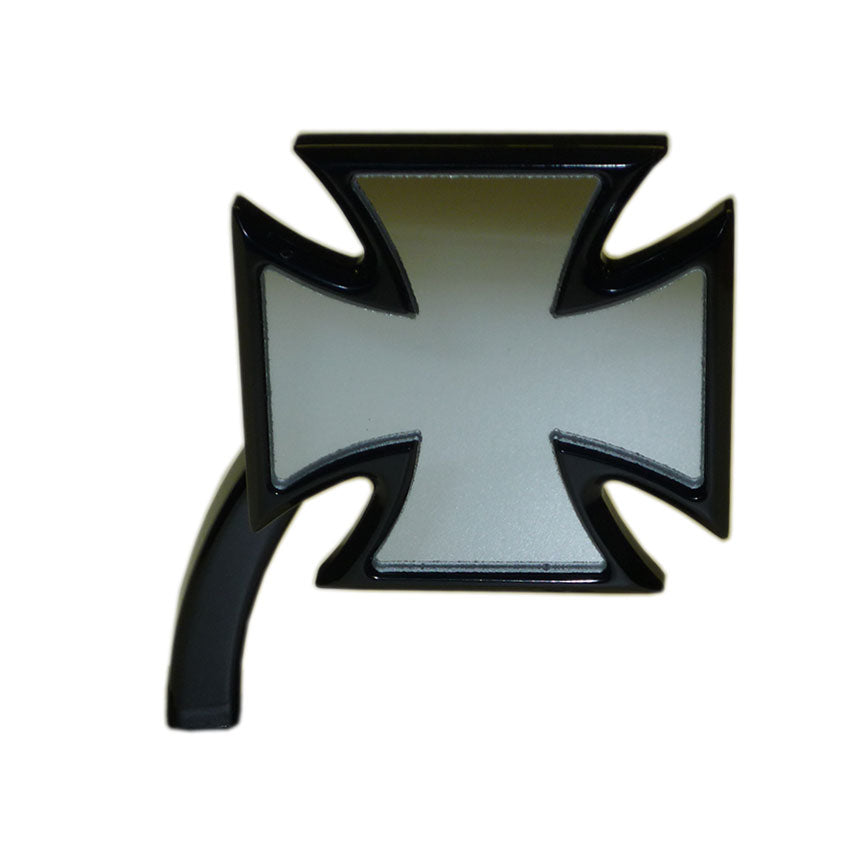 Maltese Cross Right Mirror, Black Mirrors Kustom Tech