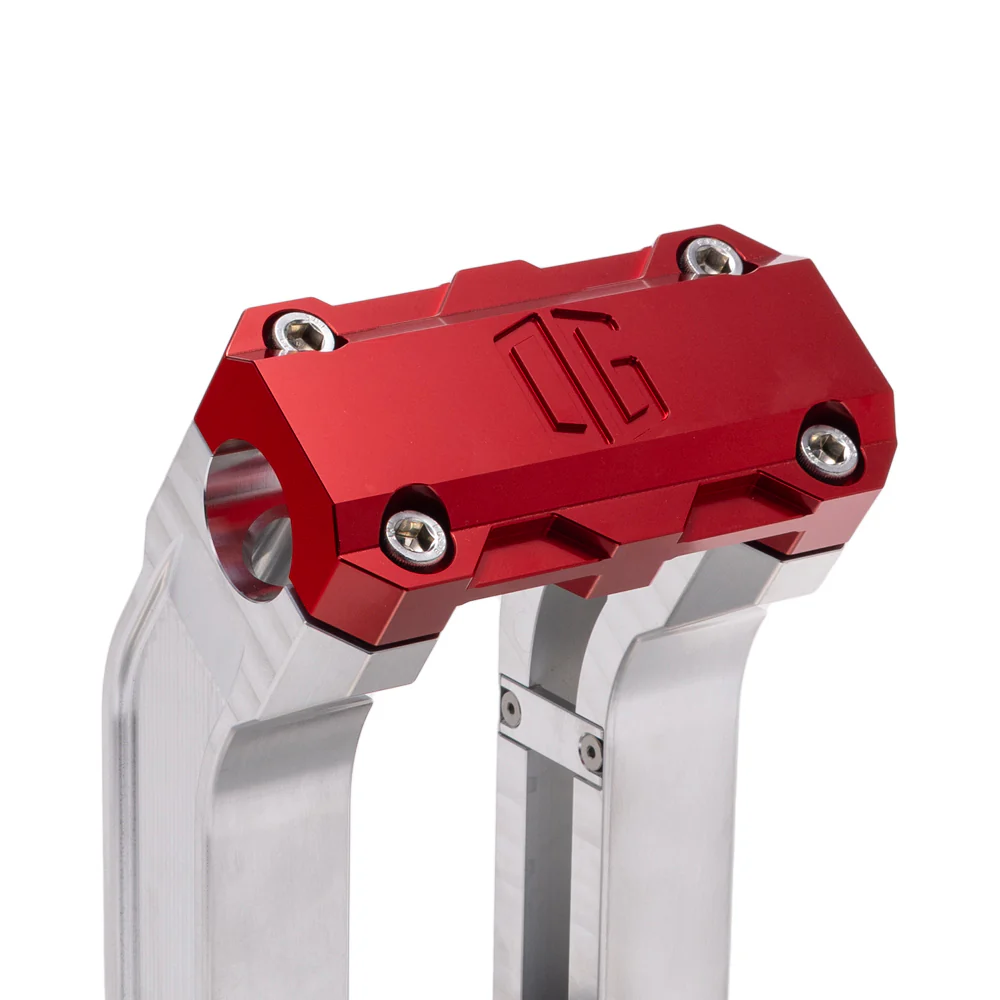 OG 2" Straight Risers Risers Original Garage Moto Standard OG Top Clamp Aluminium Finish Red