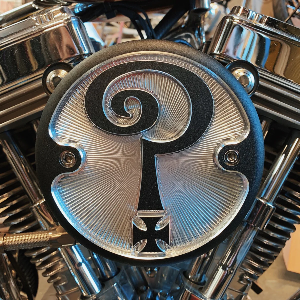 BK/NY Air Cleaner Cover, Matte Black & Aluminum - S&S Stealth air cleaner kit Air Cleaner Cover Indian Larry Motorcycles