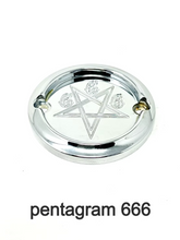 2 Holes Ignition Cover 666 Pentagram, Chrome - Milwaukee 8 Timing Cover Death Metal Racing