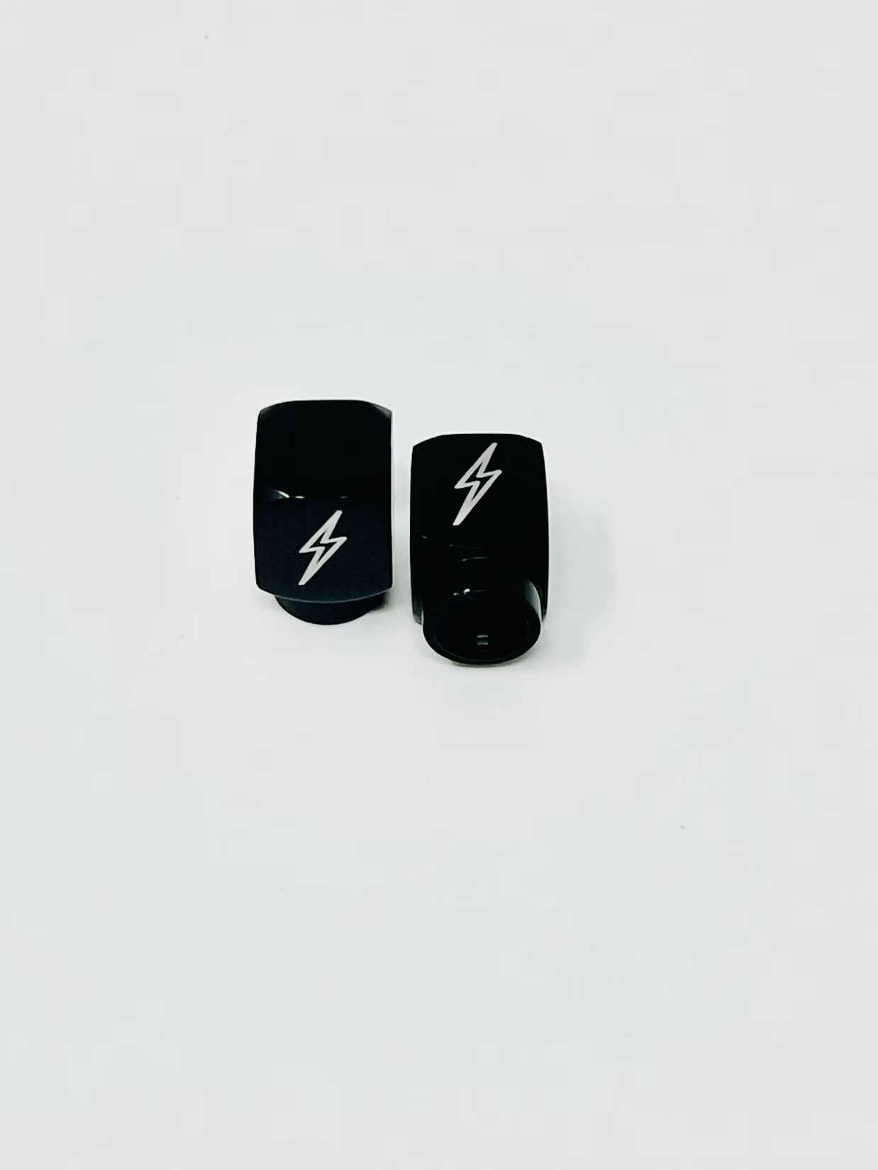 Short DMR Lightning Bolt Valve Stem Caps, Black Valve Stem Caps Death Metal Racing