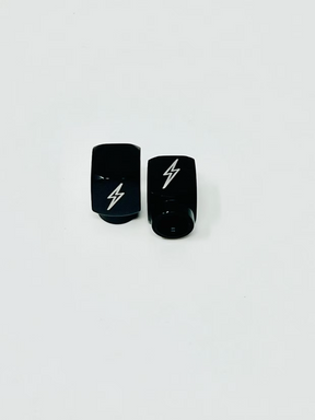 Short DMR Lightning Bolt Valve Stem Caps, Black Valve Stem Caps Death Metal Racing
