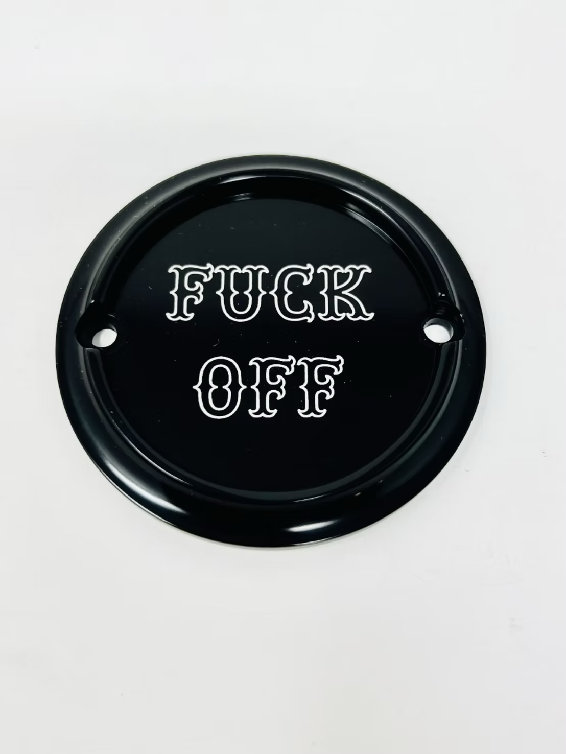 2 Holes Ignition Cover Fuck Off, Black - Milwaukee 8 Timing Cover Death Metal Racing
